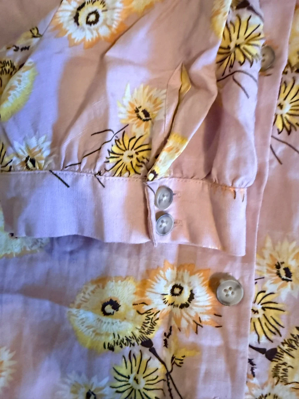 Madewell Plaza Floral Button-Front V-Neck Top linen blend sz L - Picture 5 of 5